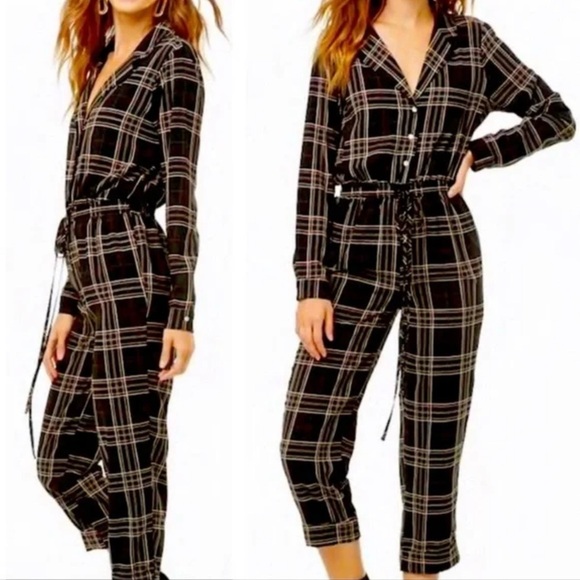 Forever21 women’s Plaid Black Jumpsuit size medium - Picture 1 of 8